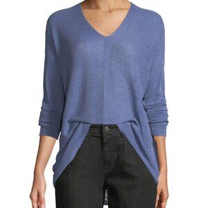 NWT Eileen Fisher Periwinkle Organic Linen/Tencel V-Neck Neck Box-Top
